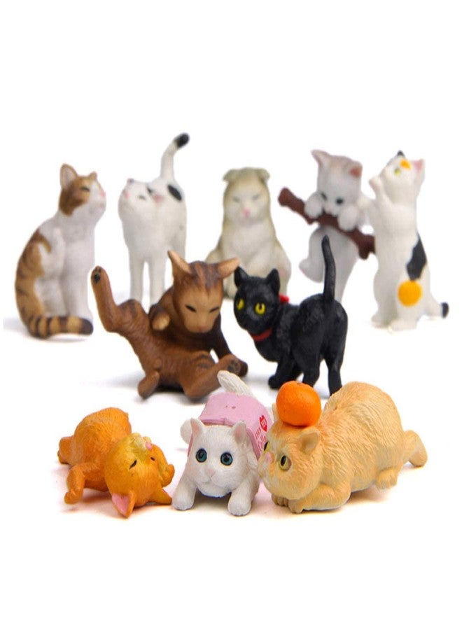 Halloluck 10 Pcs Cat Figurines Mini Cat Figure Desktop Decor, Cake Topper, Plant, Automobile Decoration, Miniature Decorations, Landscape Scenes - Image 4